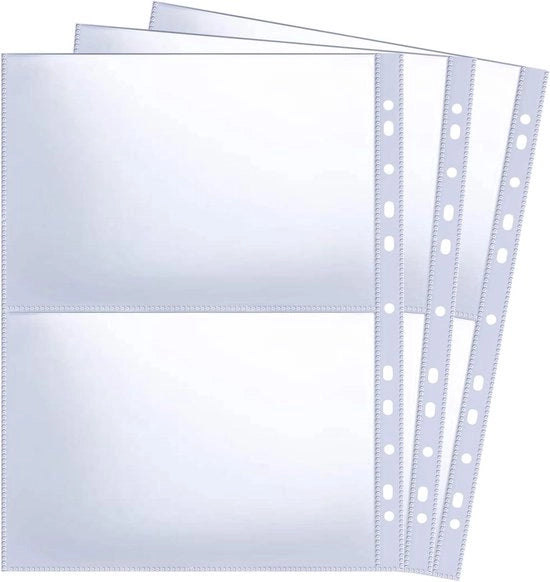 Fotohoezen per ringband, trasparente, per cartoline, formato A4, 120 celle, protezione a doppia faccia, caricamento superiore, pagine di rinvio.