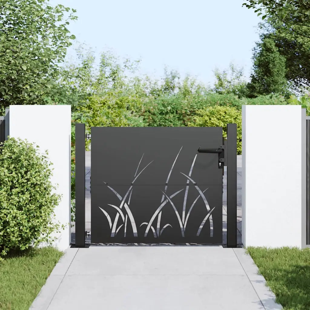 Cancello da giardino con blocco Nero 110 x 105 cm