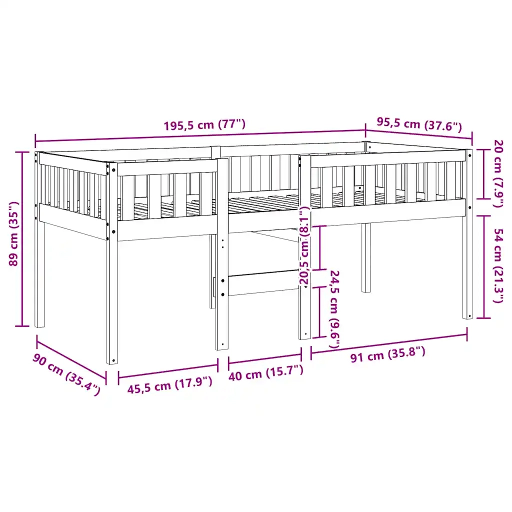 vidaXL Letto Bambini senza Materasso Marrone Cera 90x190 cm Legno Pino