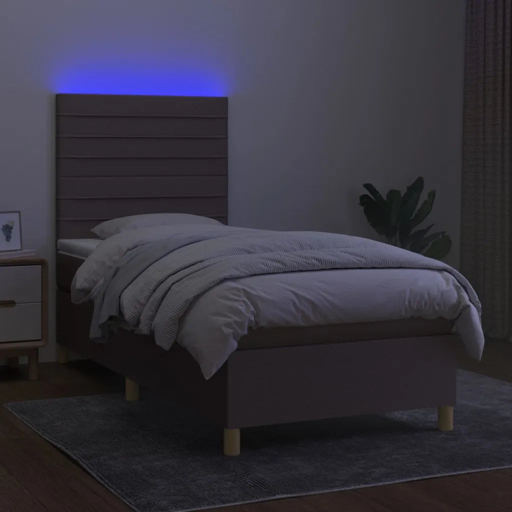 Letto a Molle con Materasso e LED Tortora 80x200 cm in Tessuto cod mxl 60075