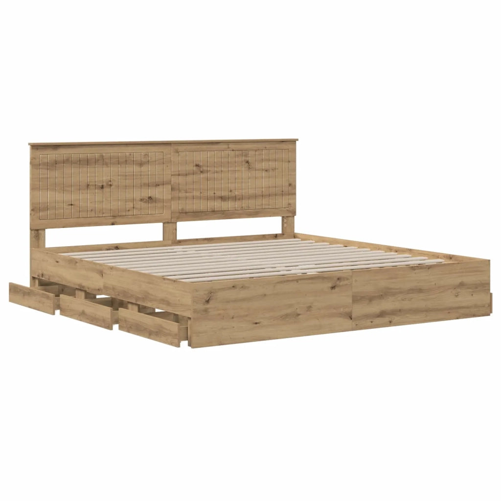 Bed Frame with Storage and Headboard Artisan Oak 180 x 200 cm 3445837