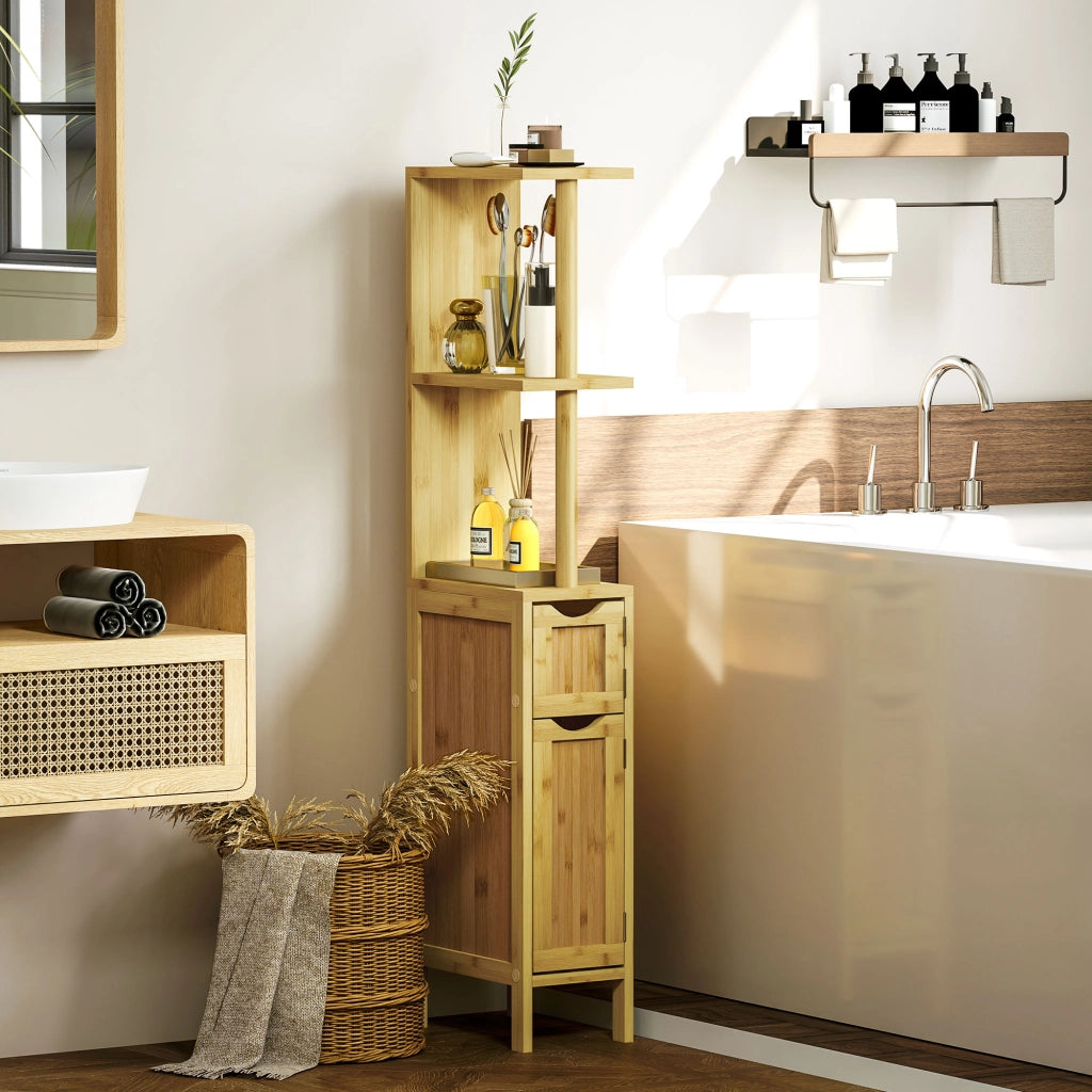 Colonna Bagno con Ripiani e Armadietti ¨C zephmum ¨C Legno 18x30x120 cm
