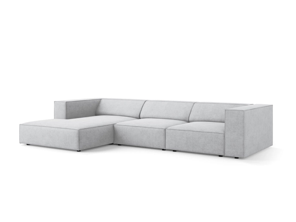 Cosmopolitan Design - Divano angolare sinistro "Arendal" 4 posti in ciniglia con effetto a coste grigio chiaro 