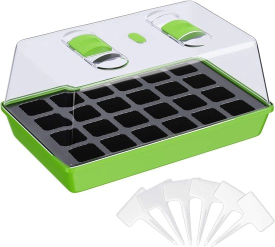 Brocca per la crescita delle piante in camera con coperchio ventilato e piattini per piante - 1, 2 o 4 pezzi - 38 x 24 x 19 cm - 1 pezzo