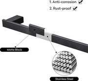 Houder per asciugamano in acciaio inossidabile nero - Asta per asciugamano da 60 cm per fissaggio alla parete con foratura - Parete per bagno con asciugamano per doccia