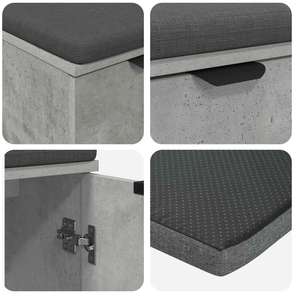 Panca per ingresso con cuscino Grigio Cemento 60 x 38 x 46 cm