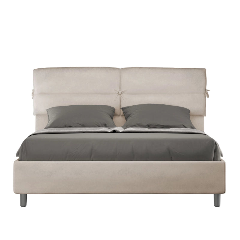 Letto imbottito Matrimoniale 160x210 cm Nandy - Contenitore,Microfibra,Sabbia