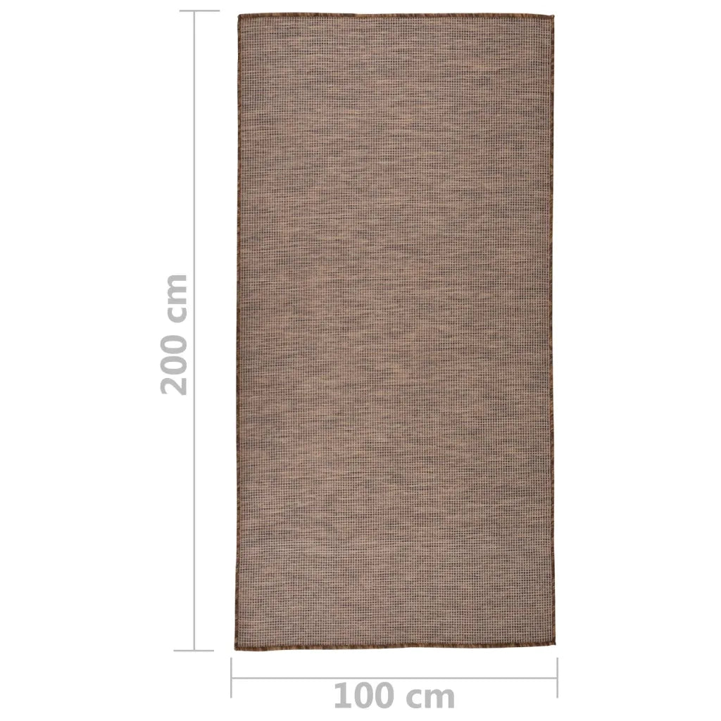 Tappeto da Esterni a Tessitura Piatta 100x200 cm Marrone 340787