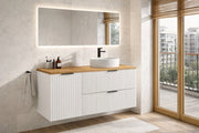 Set mobili bagno 120 cm con piano e mobile con cesto portabiancheria Adel White 120 x 1401 x 46 cm