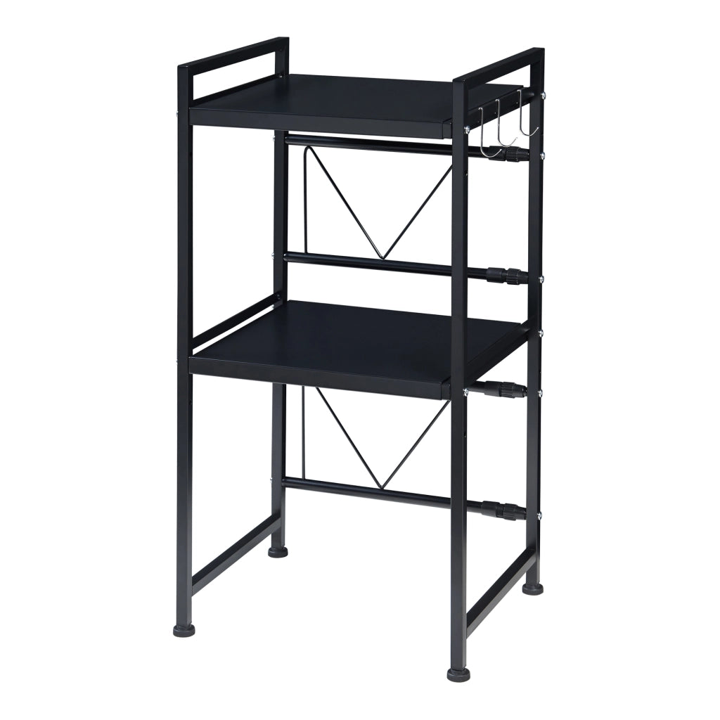 Scaffale per Microonde Sorsele Alto 79 cm Regolabile in Larghezza 40-63 cm Metallo Nero [en.casa]