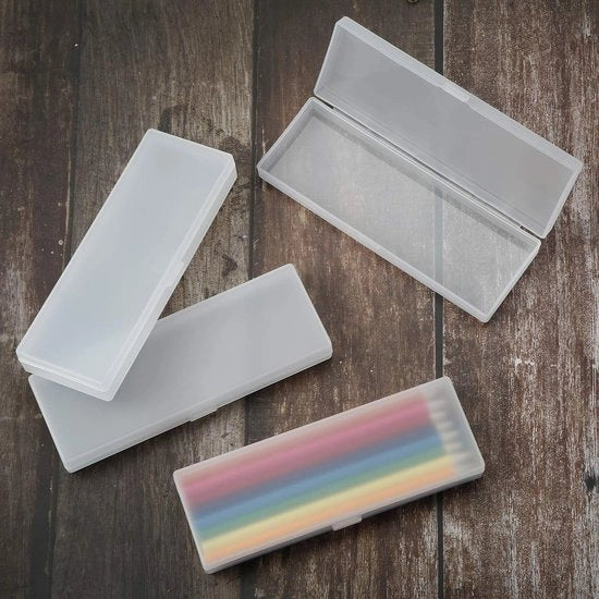 Etui a 4 compartimenti in plastica con coperchio scorrevole e chiusura a vite a mano per matite, penne, trapani e attrezzature ufficio (bianco)