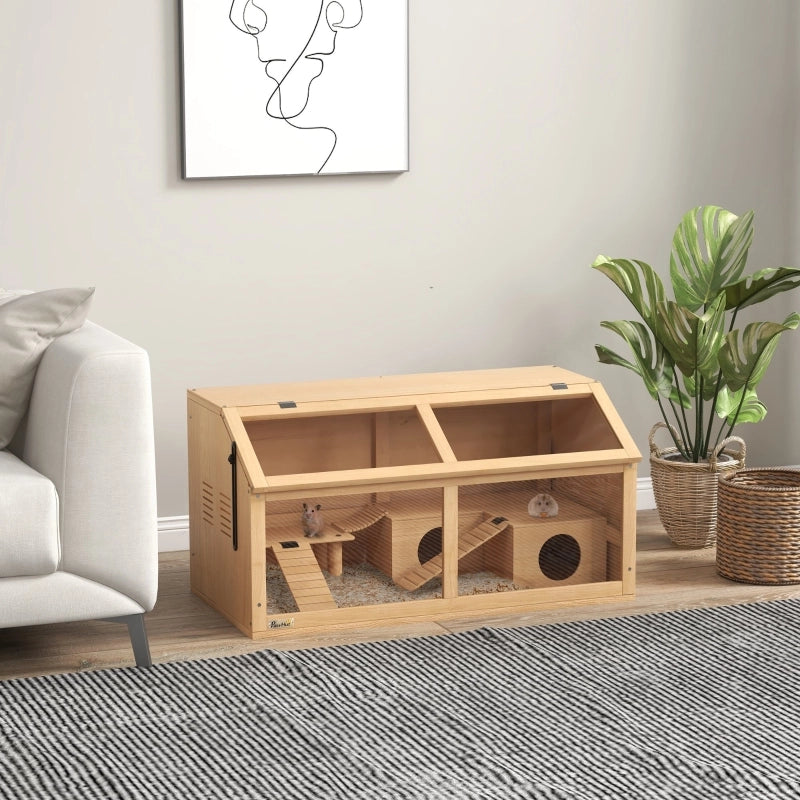 GABBIA per criceti nani spaziosa 85x45x44 cm legno colore naturale