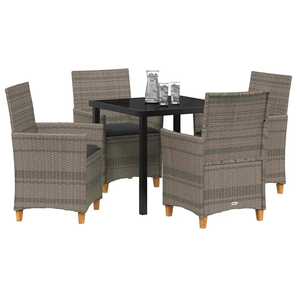 Set da Pranzo per Giardino 5 pcs Grigio polyrattan 3381073