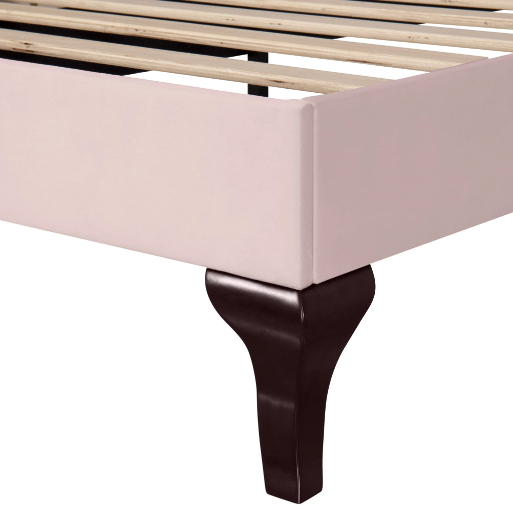 Letto imbottito 90x200 con testiera regolabile in velluto rosa