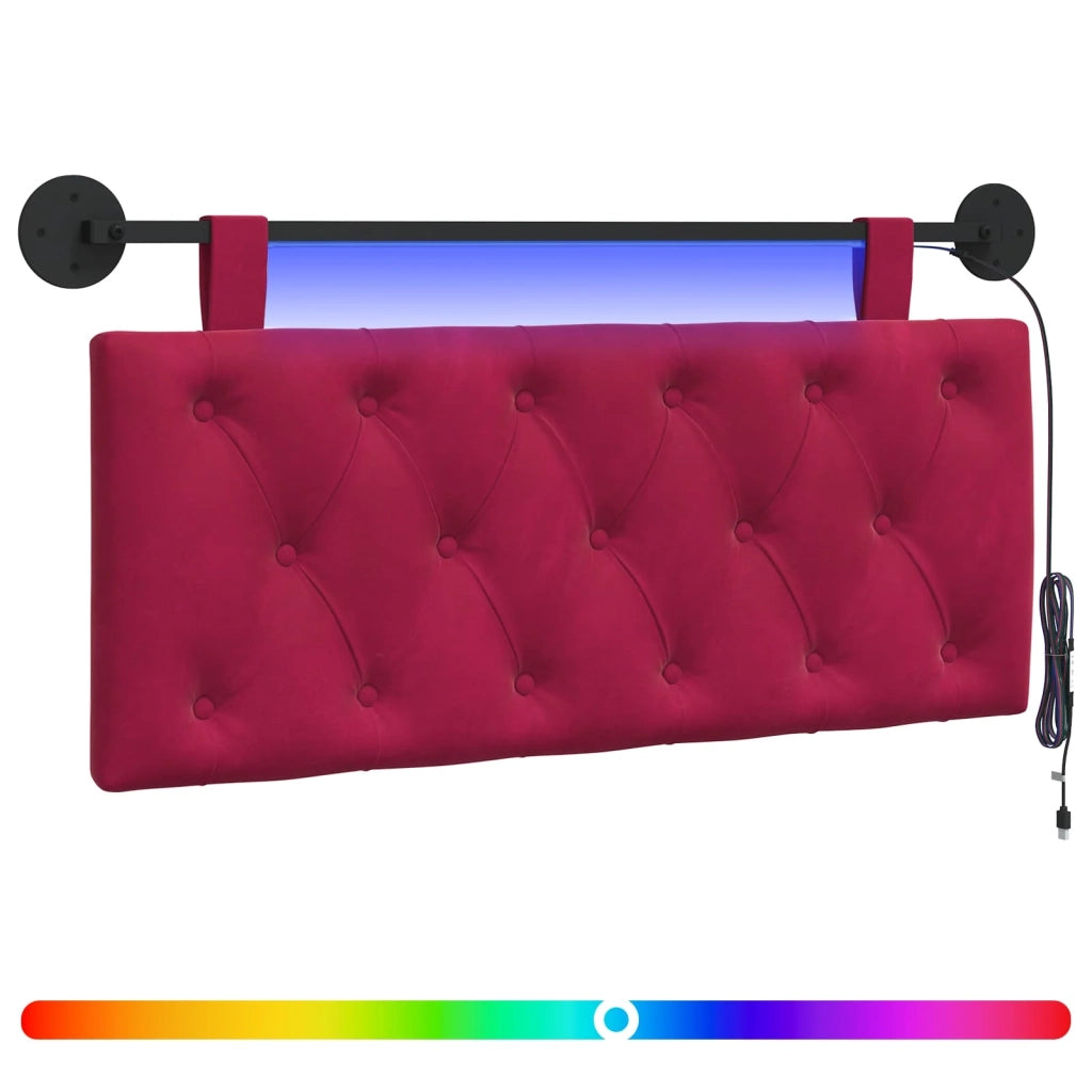 Testiera sospesa Con luce LED Rosso Vino Velluto 3424586