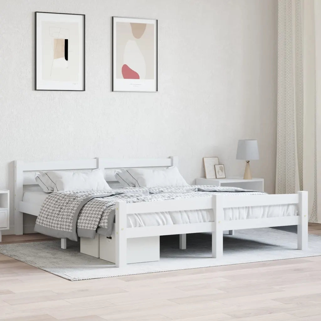 Giroletto senza Materasso Bianco 160x200 cm in Legno di Pino 322072