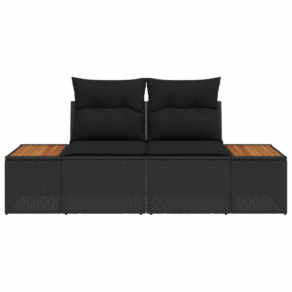 Divano da giardino-Sofa da Giardino-Divano da esterno Nero 184 x 62 x 85cm polyrattan 953005