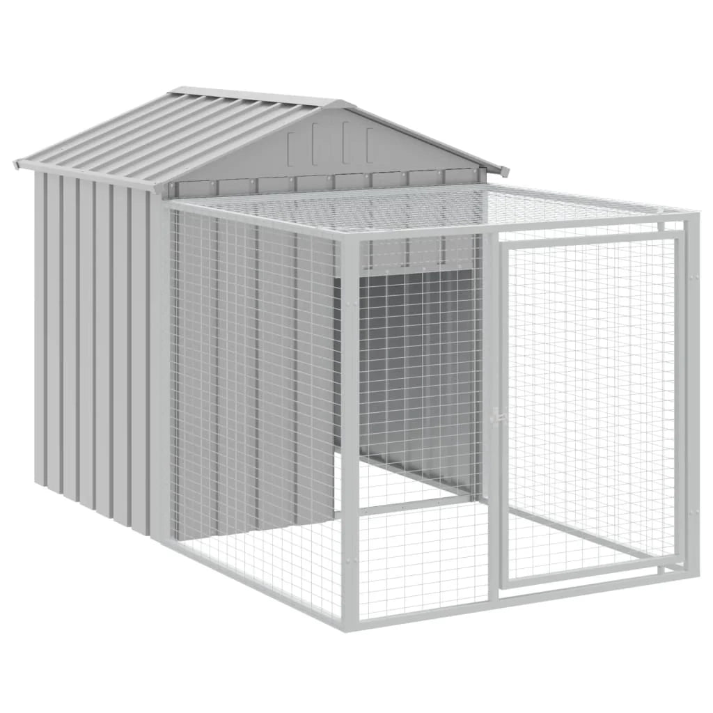 Recinto per pollaio con recinto per galline con cortile libero 117 x 1221 x 123 cm in acciaio zincato grigio 02_0043957
