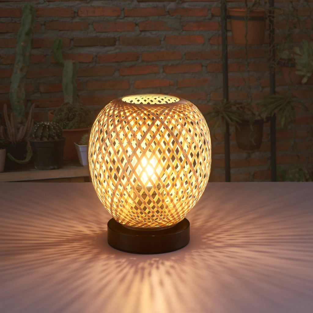 Lampada da tavolo boho ZANZIBAR beige/nera E27 Polux