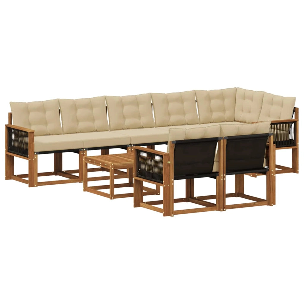 Set di divani da esterno 9 pz Naturale e Beige 3382049