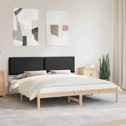 Letto con Testiera Rivestita Nero 200 x 200 cm Pino massello