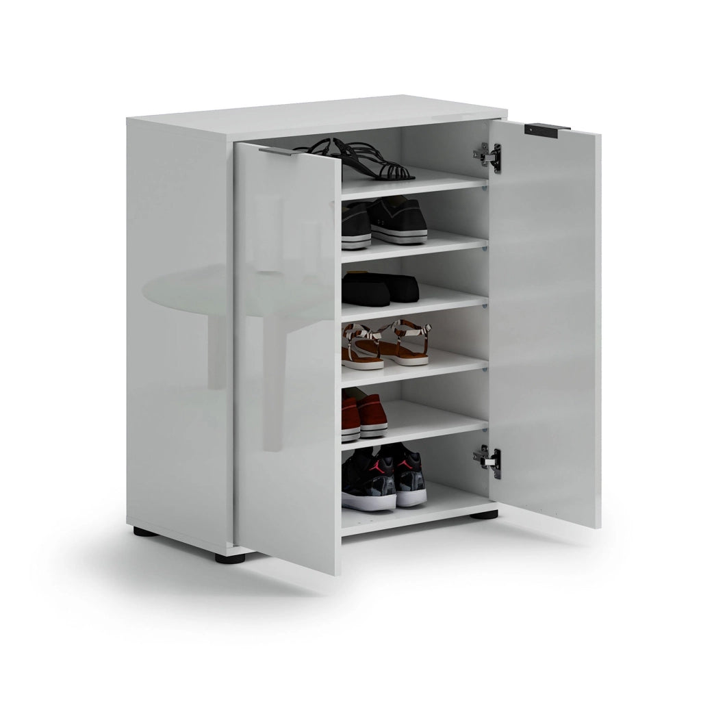Mobile Portascarpe Angitolar, Scarpiera 20 Paia Made in Italy, 72.5x36x86h cm Bianco Lucido
