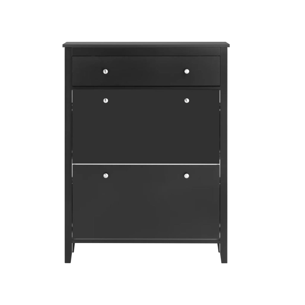 Scarpiera con 2 ribalte Scarpiera con cassetto Scarpiera Scaffali portascarpe Nero 80x25X108cm FSR89-SCH