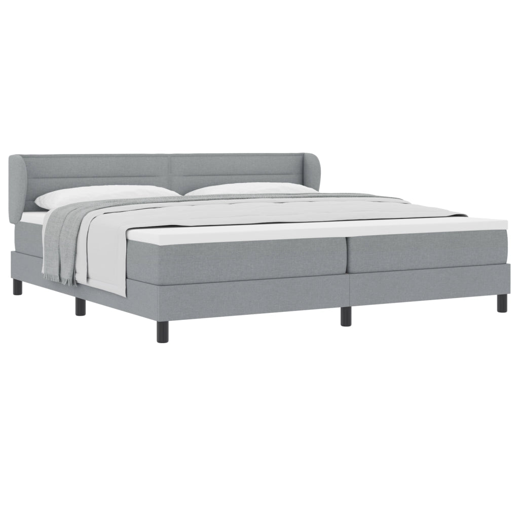 Letto Box Spring con Materasso Grigio Chiaro 200x200 cm in Tessuto
