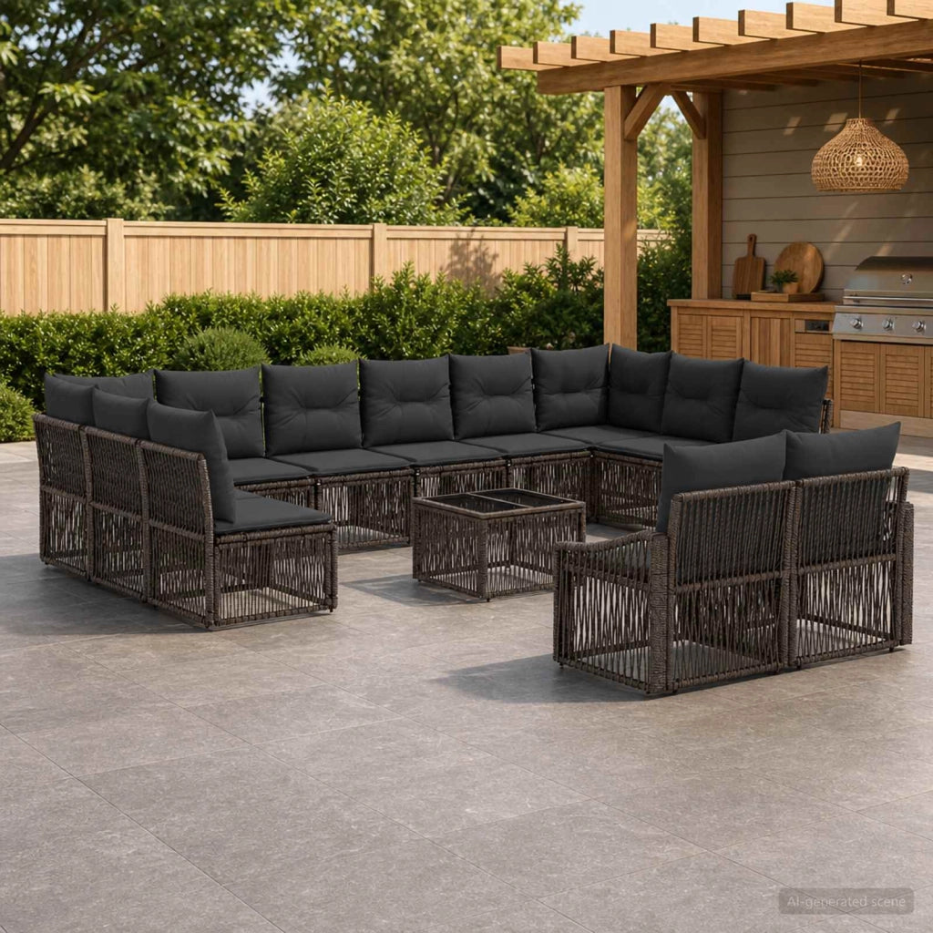 Set Divano da Giardino 13 pz Grigio polyrattan 3436154