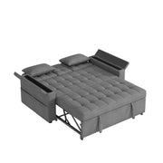 Divano letto a 2 posti con schienale reclinabile e contenitore; 159 cm; grigio