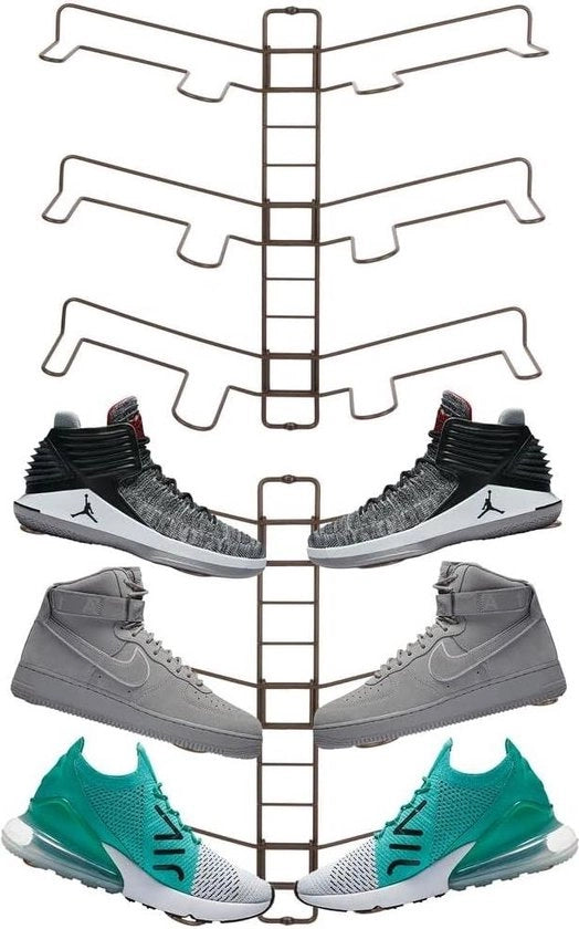 Rack per 3 pair di scarpe - modello a parete - spaziale - scarpe da sport - scarpe da allenamento - bronzo - 2 pezzi