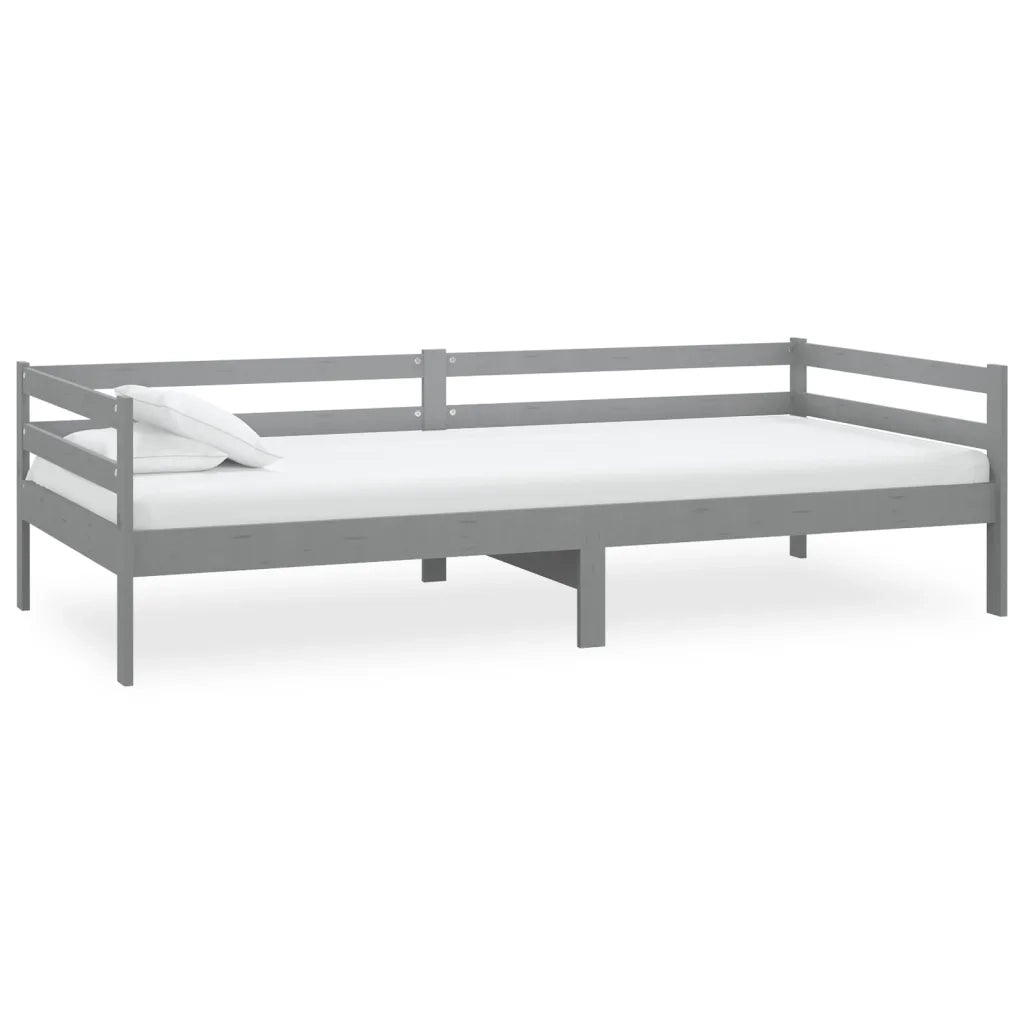 Divano Letto con Materasso 90x200 cm Grigio in Legno di Pino 3083556