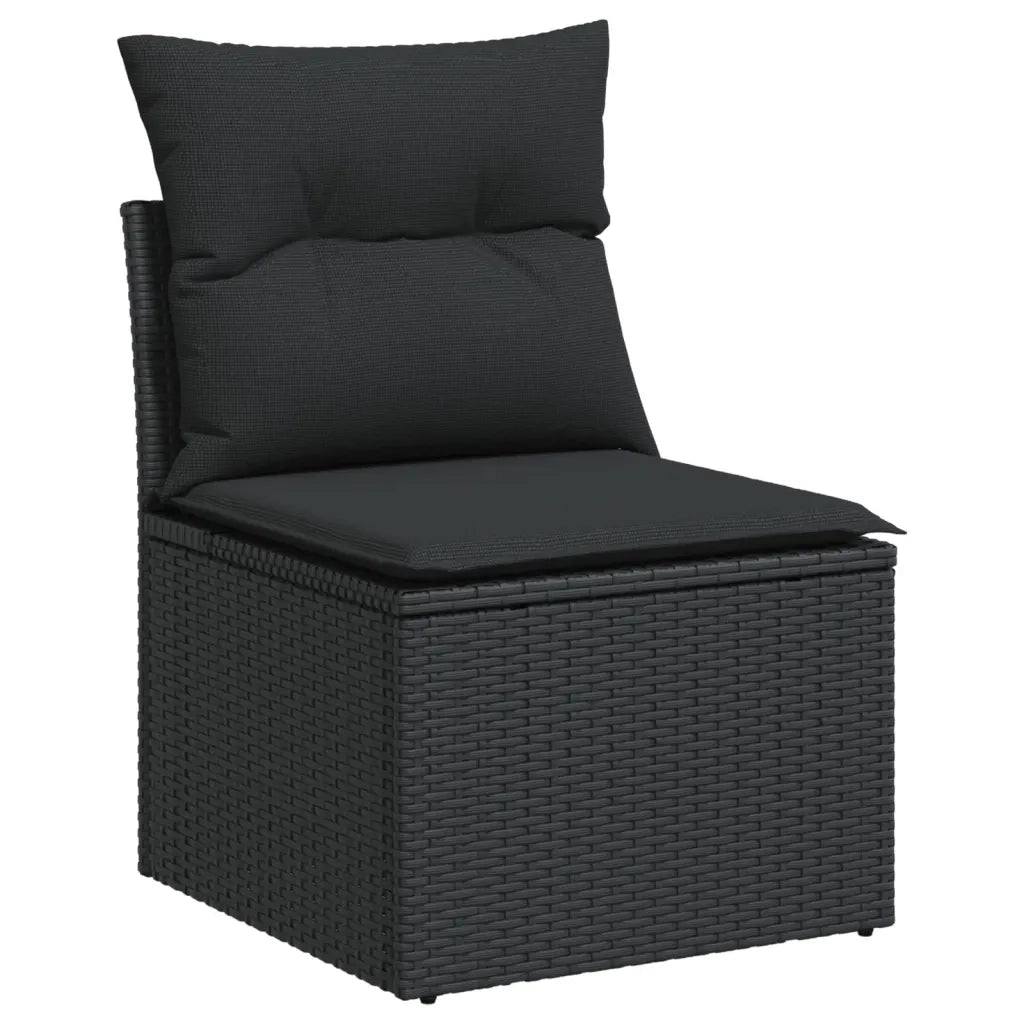 Set Divani da Giardino con Cuscini 7pz Nero Polyrattan 3255992