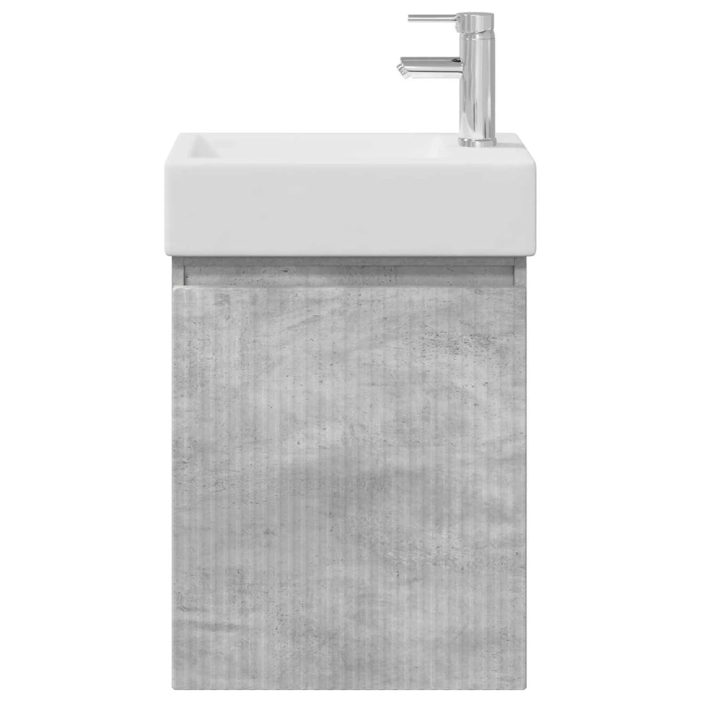 Mobile bagno con rubinetto Grigio Cemento 45,5 x 22,5 x 84 cm 889454