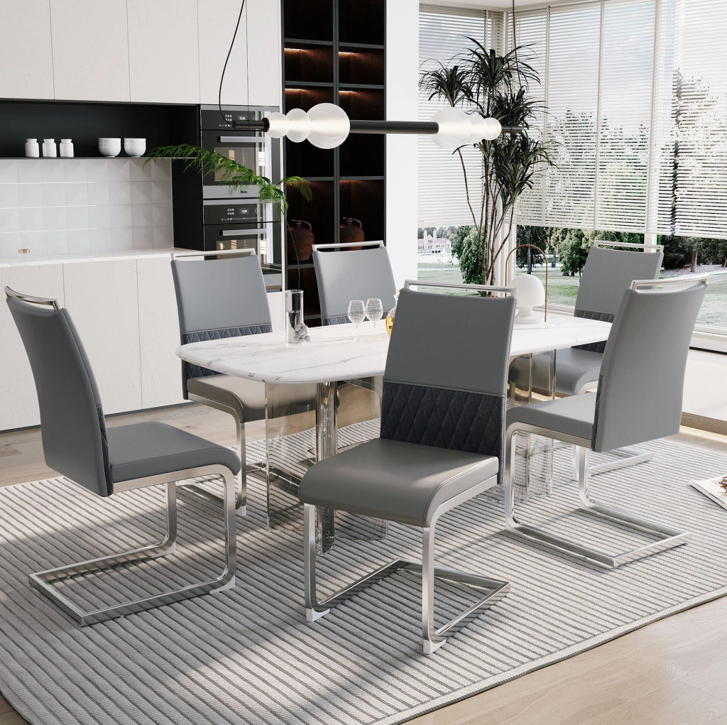 Sedia ergonomica con schienale in PU e lino; struttura in metallo; grigio