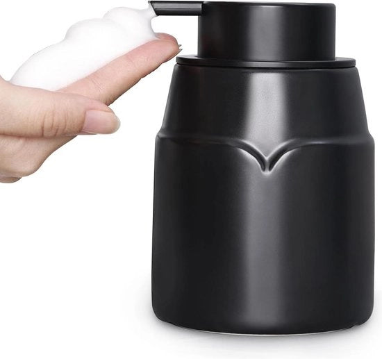 Detersivo in Poliuretano Dispensatore - Ceramica Nera - 420 ml - Pompatura di Sapone Ricaricabile - Cucina Bagno