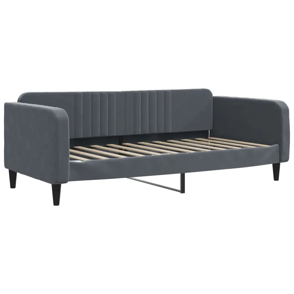 Divano Letto Estraibile Cassetti Grigio Scuro 100x200cm Velluto 3197143