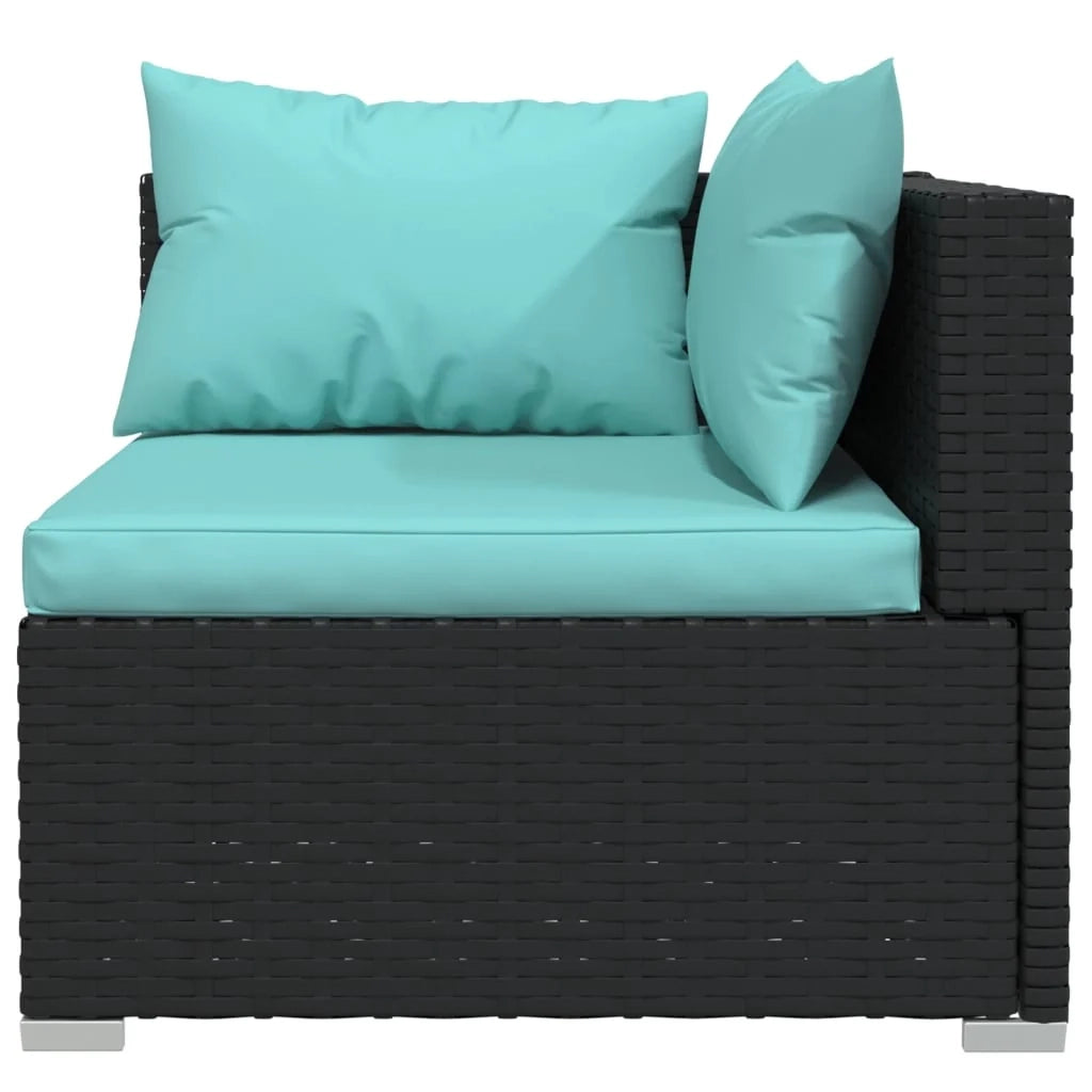 Set di mobili da giardino set 9 pezzi con cuscini in polyrattan nero 02_0018147