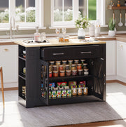 Isola cucina mobile 120 cm con piano pieghevole e USB