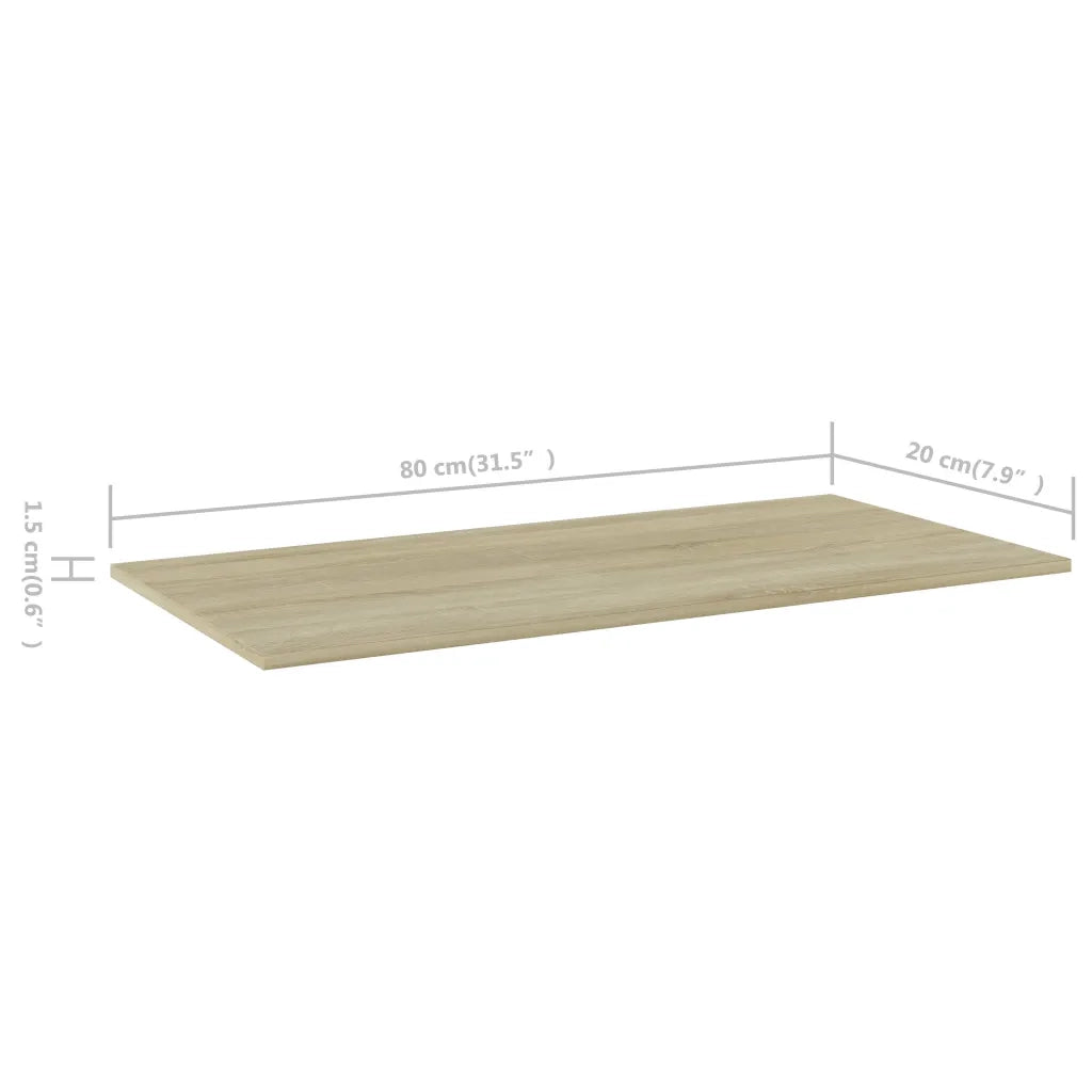 Ripiani per Libreria 4 pz-Scaffale per Libri Rovere Sonoma 80x20x1,5cm Multistrato
