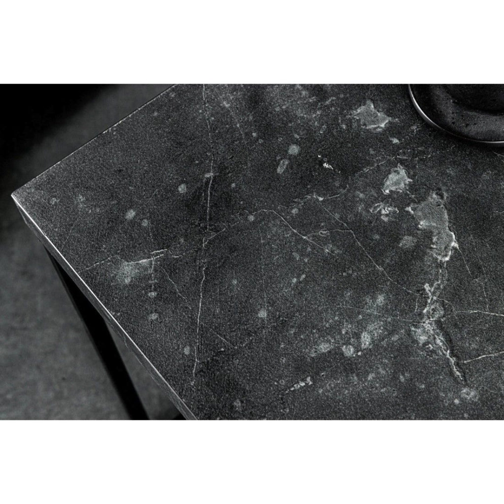 Tavolino basso ABITTA quadrato 60 cm effetto marmo antracite – Moderno in MDF con gambe in metallo