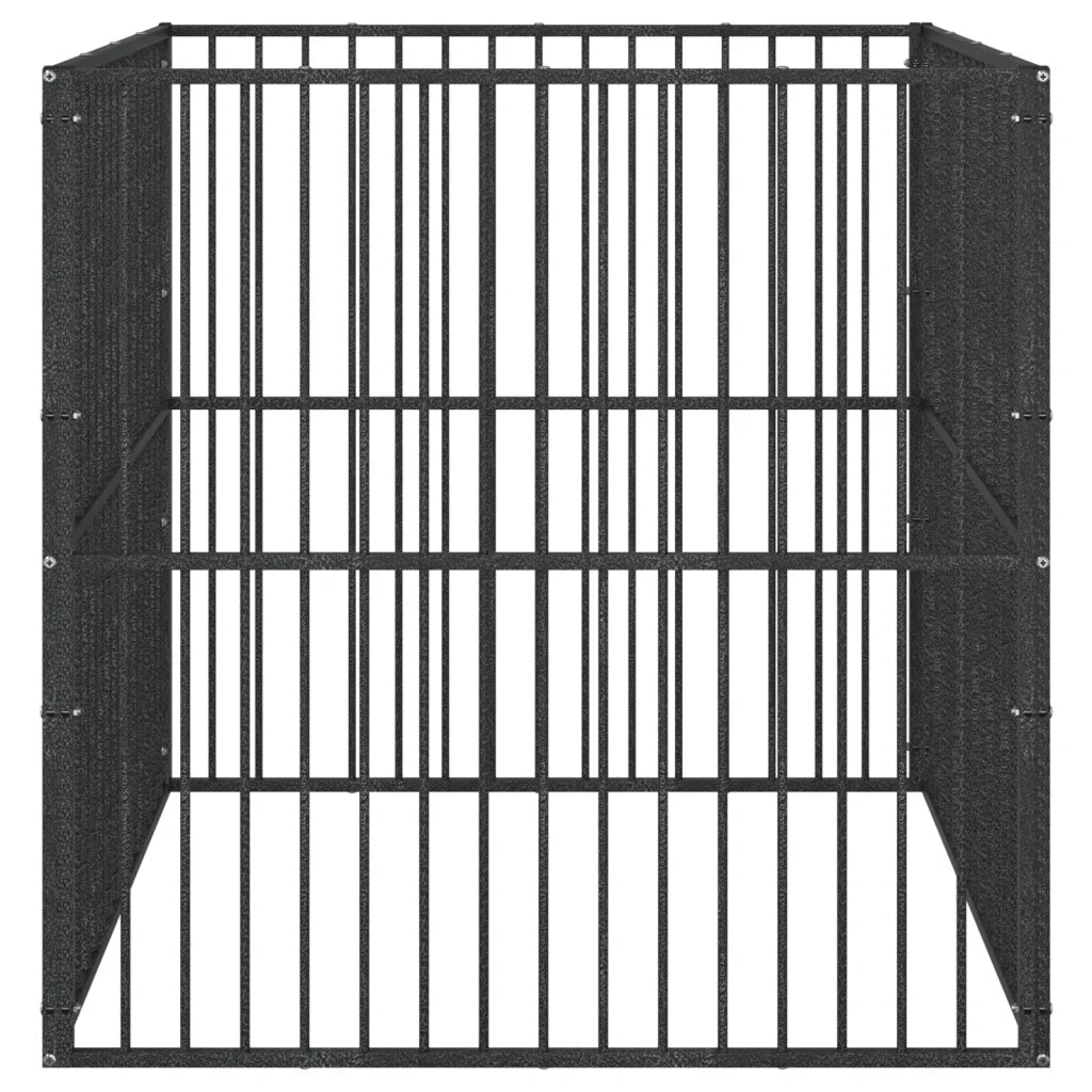 Box per Cani 4 Pannelli Nero Acciaio Zincato CFW6437351