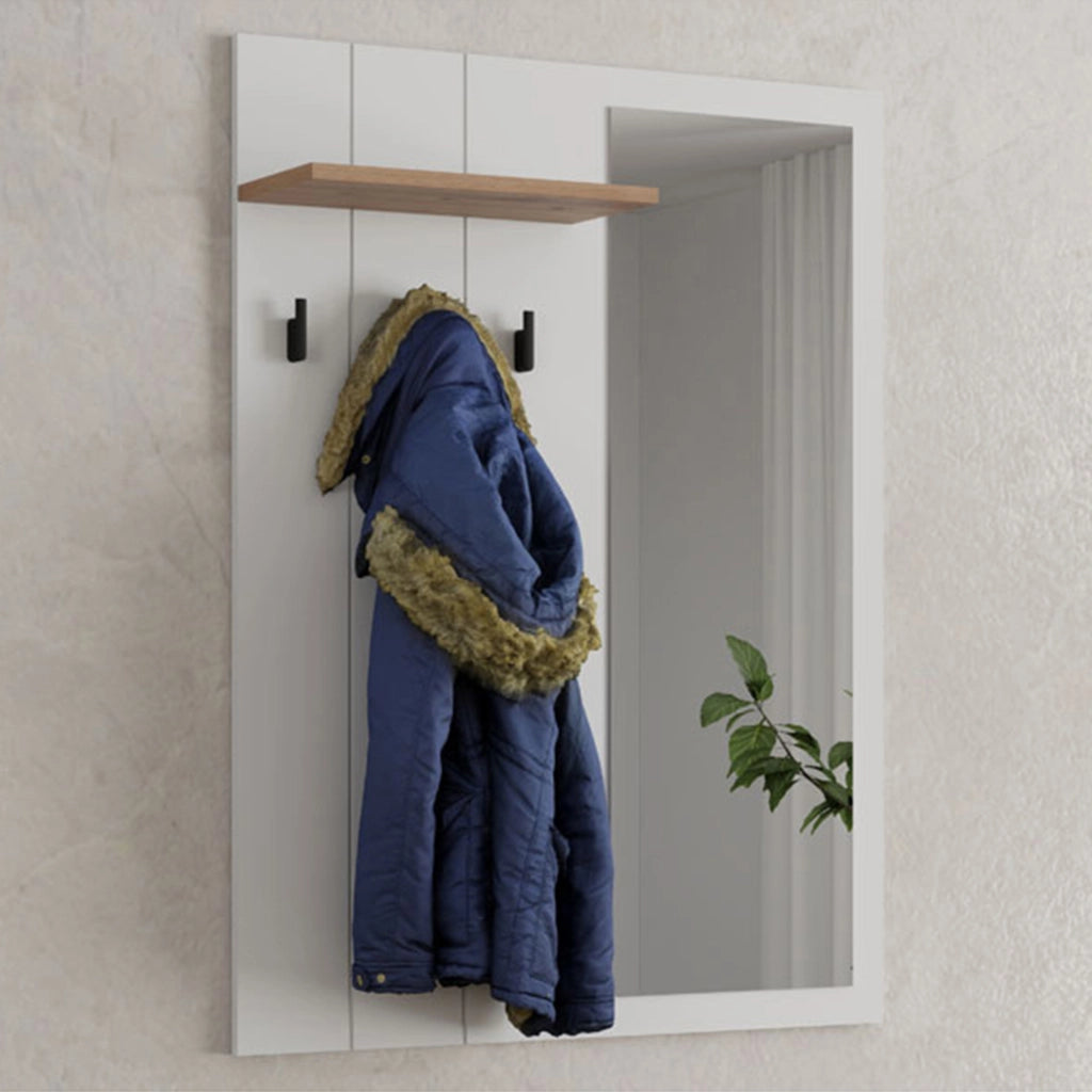 Kaikou, Mobile da Ingresso Specchio Incluso, 77x20x102h cm Bianco