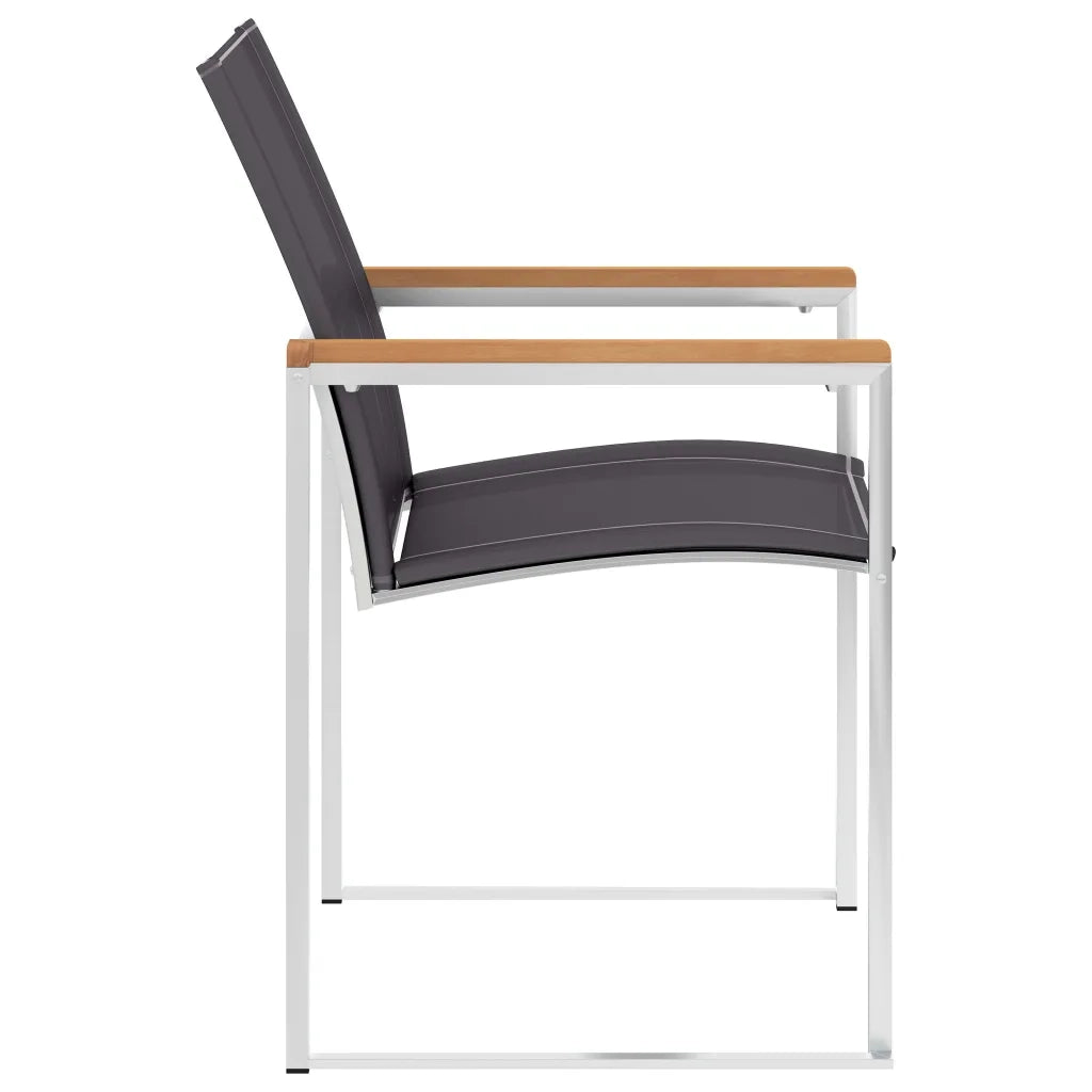 Sedie da Giardino 4 pz in Textilene e Acciaio Inox Grigie 46516