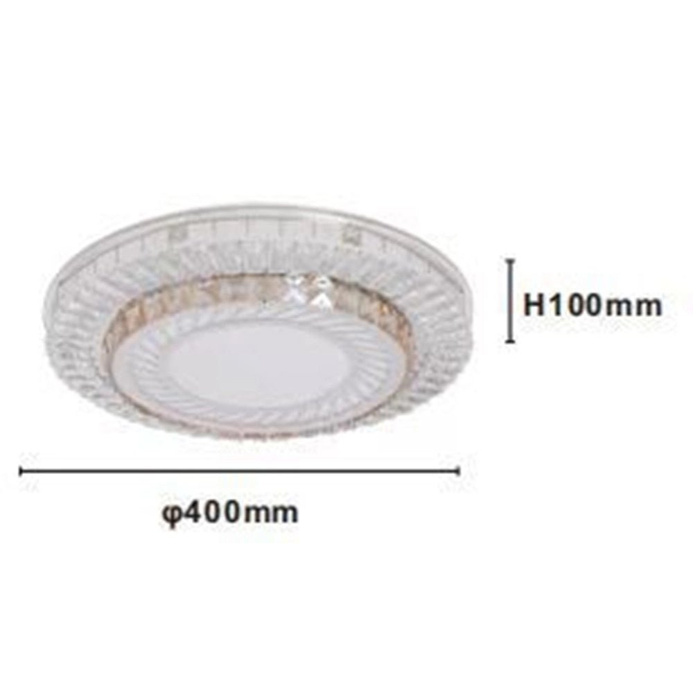 Trade Shop - Plafoniera Da Soffitto 45w ø40cm Led Design A Strati Con Cristalli Luce Fredda 66966 -