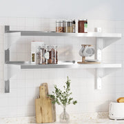 Mensola Muro 2 Ripiani 100x40x60cm Argento Acciaio Inossidabile 30309