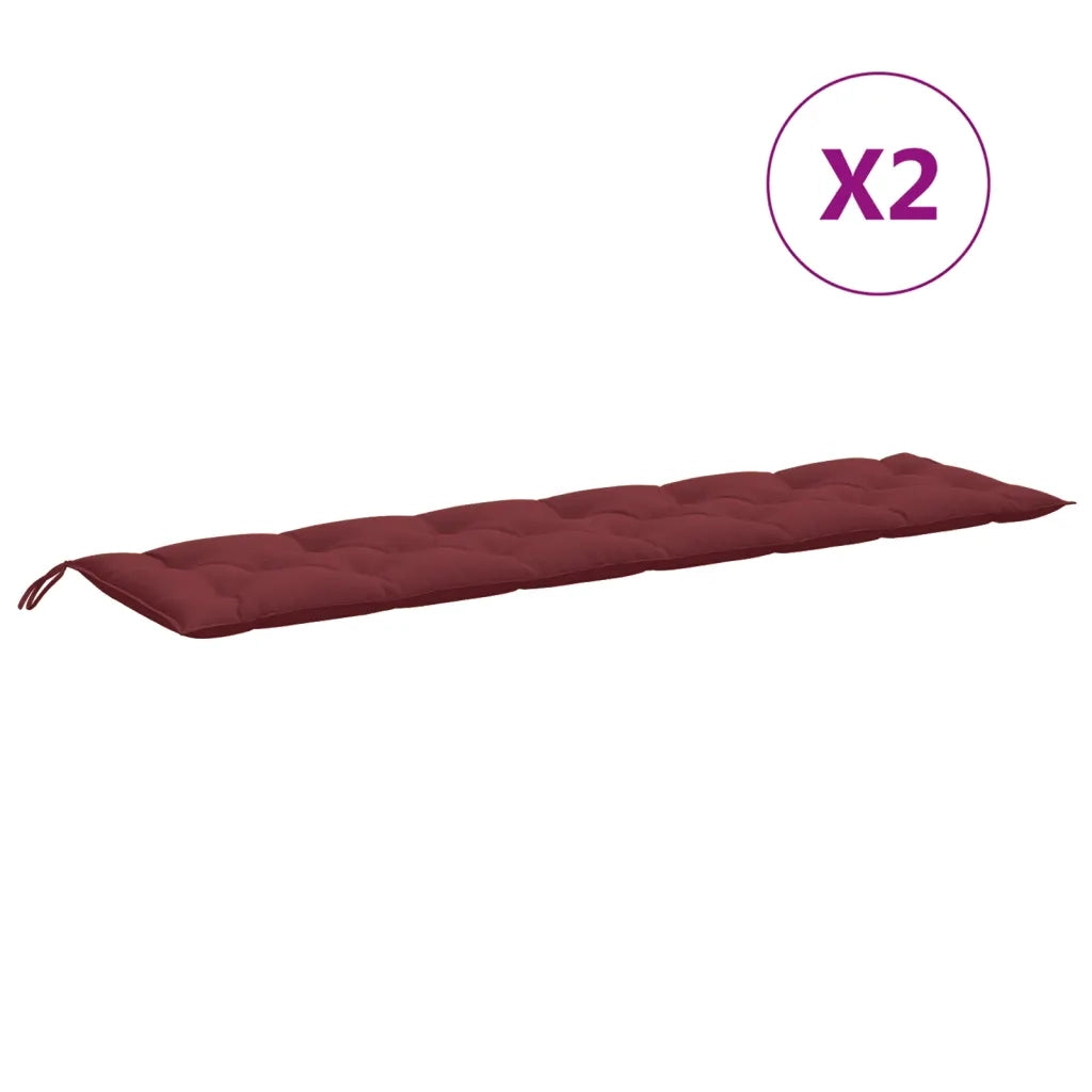 Cuscini Panca Giardino 2pz Rosso Vino MÃ©lange 200x50x7 cm