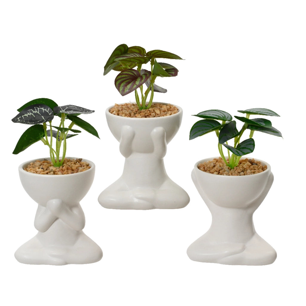 VASO OMINO D.9,5XH17CM IN CERAMICA BIANCO.