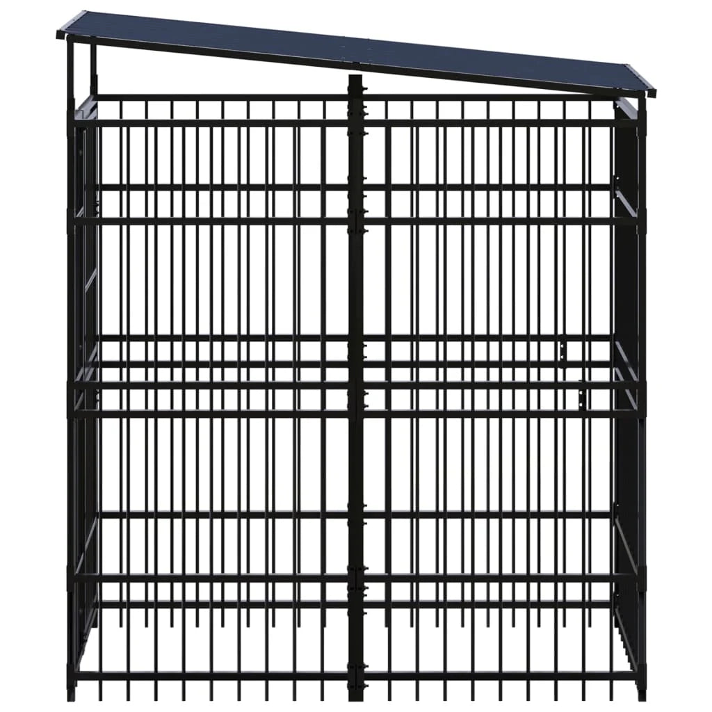 Cuccia/gabbia/recinto per animali domestici da esterno con tetto per cani acciaio 1,84 m² nero 02_0041729