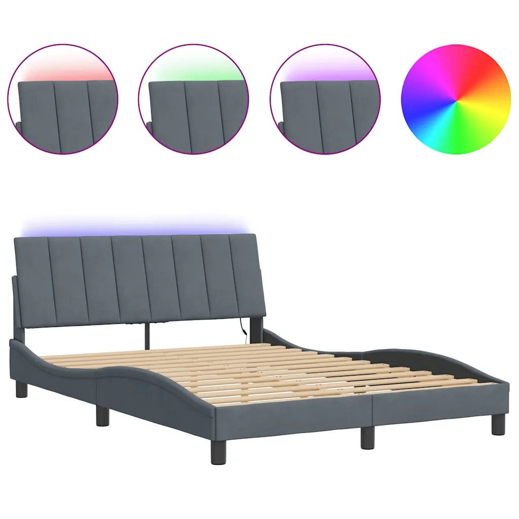 Giroletto con Luci LED Grigio Scuro 140x200 cm in Vellutocod mxl 91011